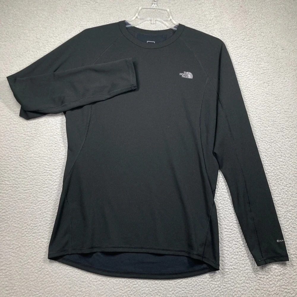 The North Face Performance Shirt Mens Large Black FlashDry Raglan Long Sleeve